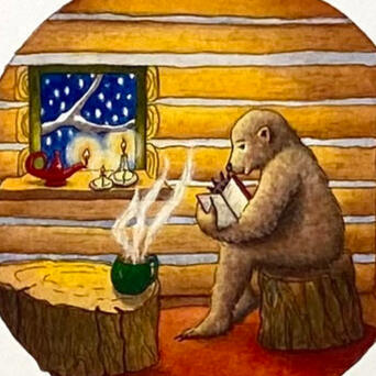 cherry red gallery logo wombat wearing flower wreath in red circle with words Cherry Red Gallery Cathryn Marinos arranged around the circle